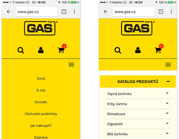 Dvě navigace gas.cz 2